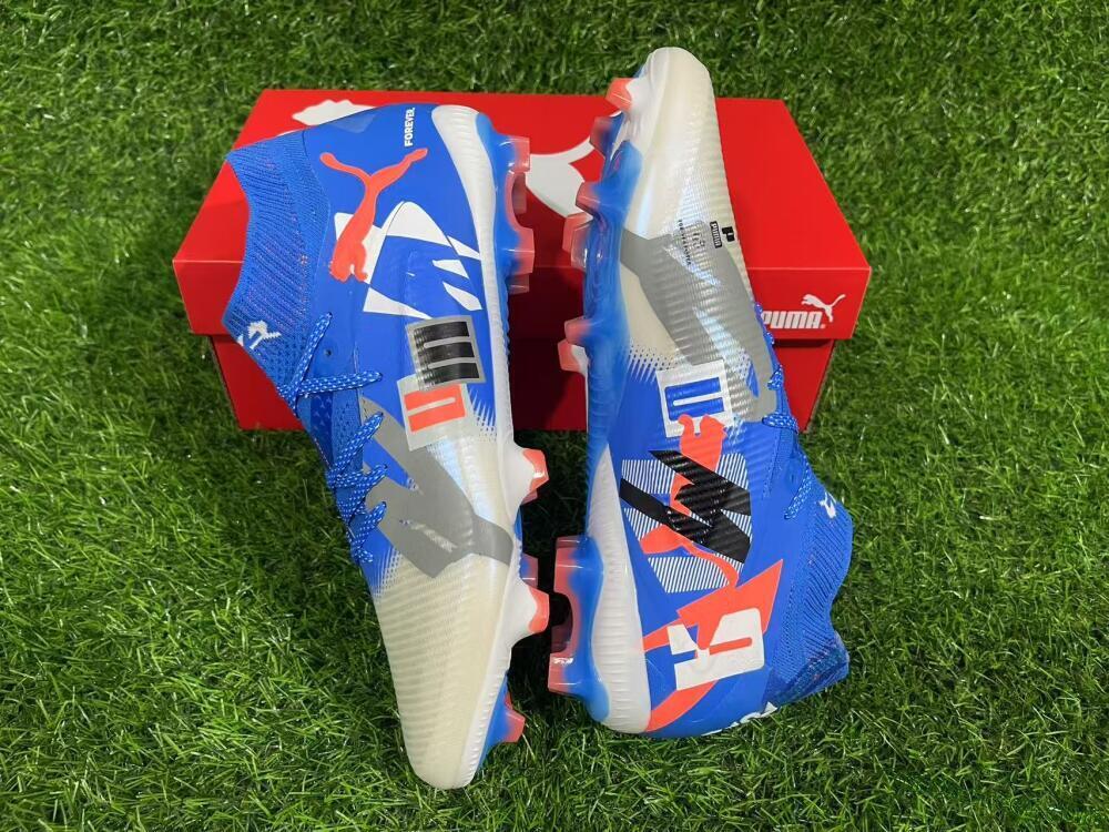 Puma Future 8 Ultimate FG Firm Ground Soccer Cleats - Blue/Silver/Red
