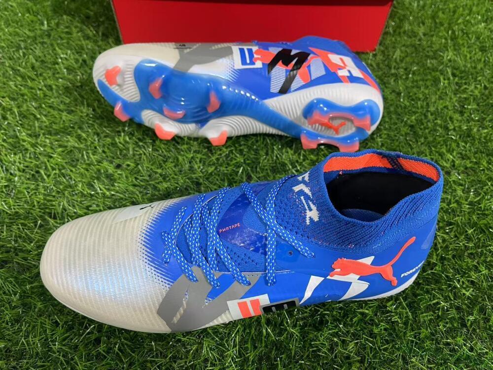 Puma Future 8 Ultimate FG Firm Ground Soccer Cleats - Blue/Silver/Red