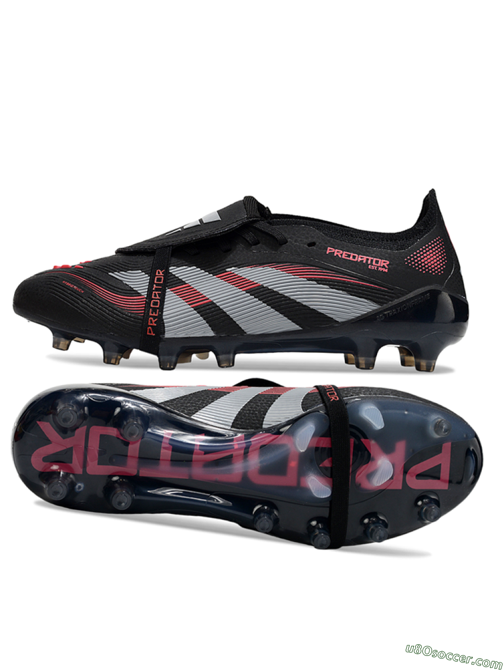 Adidas Predator 25 Elite Foldover Tongue FG Firm Ground Soccer Cleats - Black/Grey/Red 0