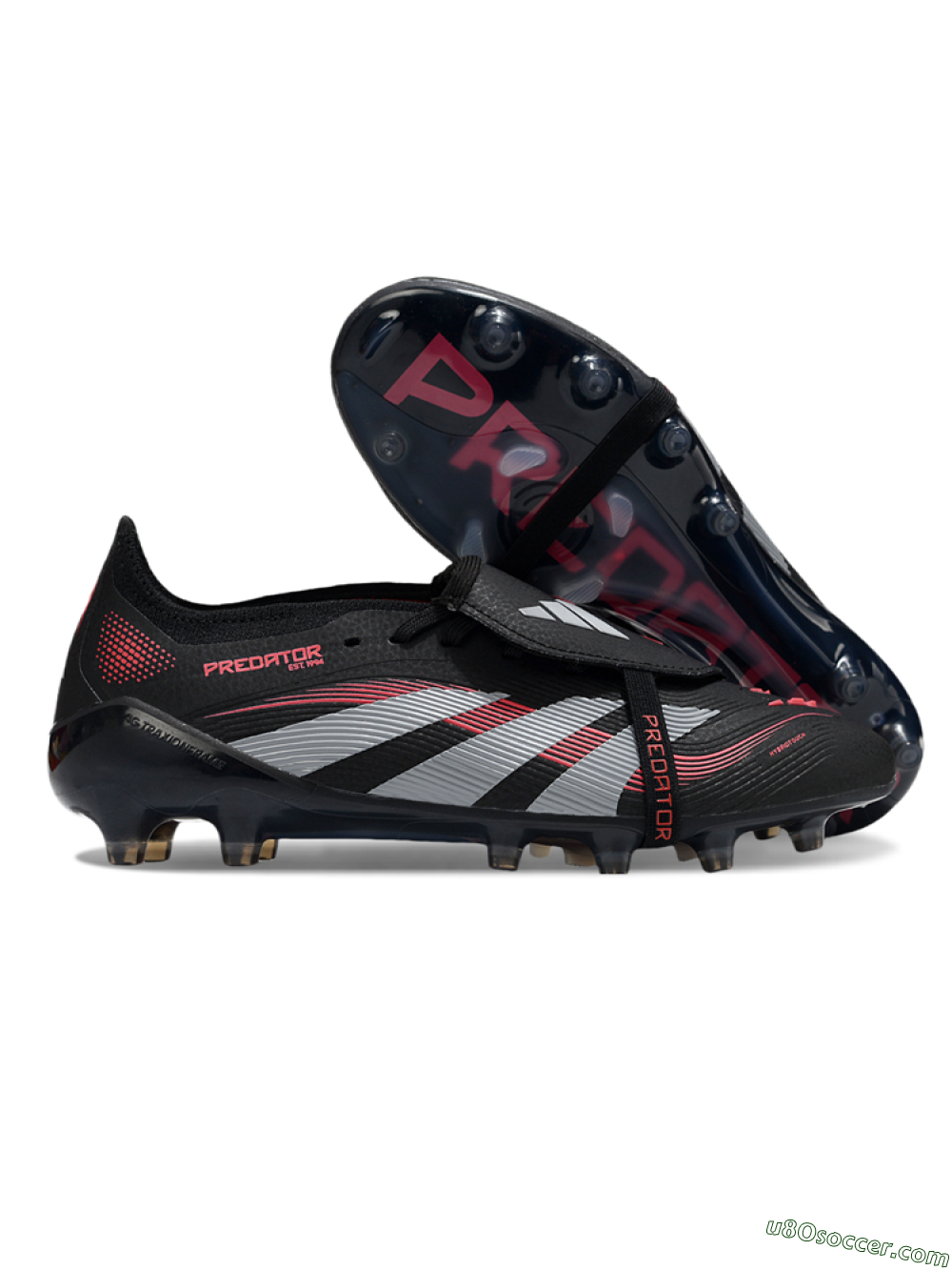 Adidas Predator 25 Elite Foldover Tongue FG Firm Ground Soccer Cleats - Black/Grey/Red 1