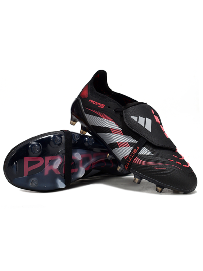 Adidas Predator 25 Elite Foldover Tongue FG Firm Ground Soccer Cleats - Black/Grey/Red