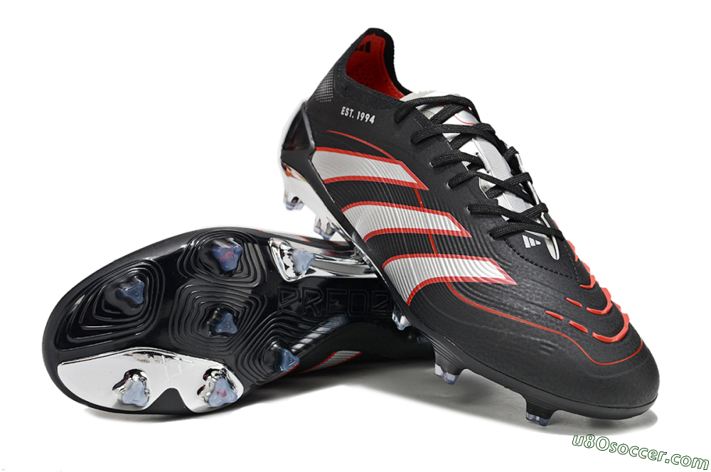 Adidas Predator 25 Elite FG Firm Ground Soccer Cleats - Black/Silver/Red 3