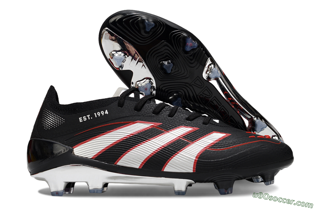 Adidas Predator 25 Elite FG Firm Ground Soccer Cleats - Black/Silver/Red 1