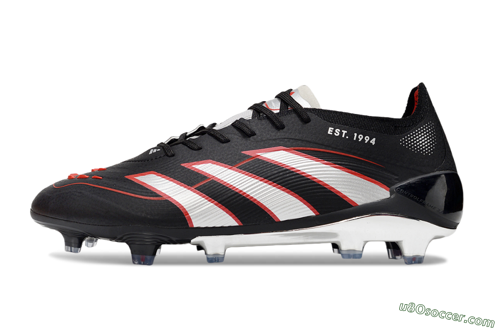 Adidas Predator 25 Elite FG Firm Ground Soccer Cleats - Black/Silver/Red 2