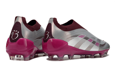 Adidas Predator 25 Elite Laceless FG Firm Ground Soccer Cleats - Silver/Red/Pink