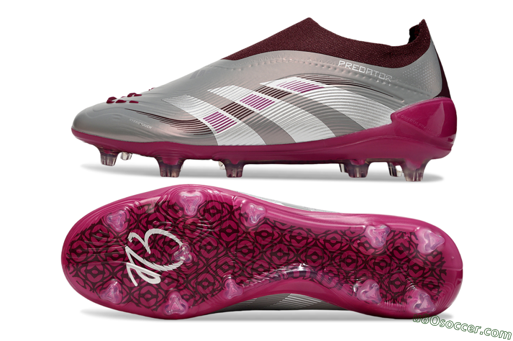 Adidas Predator 25 Elite Laceless FG Firm Ground Soccer Cleats - Silver/Red/Pink 0