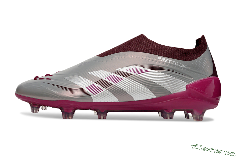 Adidas Predator 25 Elite Laceless FG Firm Ground Soccer Cleats - Silver/Red/Pink 2