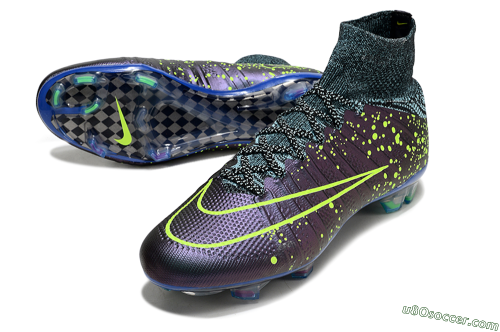 Nike Mercurial Superfly 4 Elite FG Firm Ground Soccer Cleats - Purple/Yellow/Blue 3