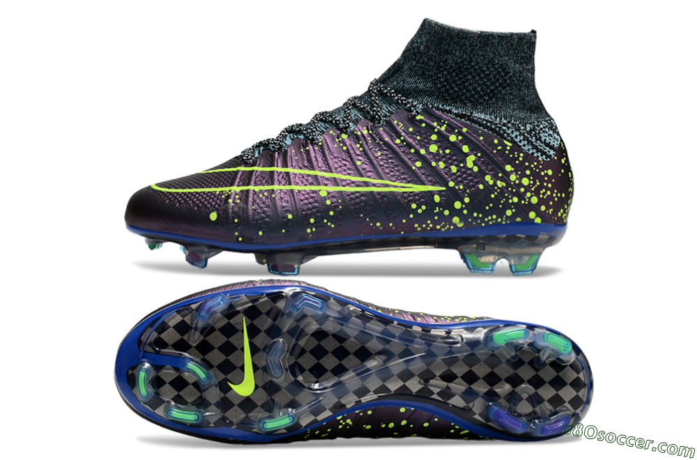 Nike Mercurial Superfly 4 Elite FG Firm Ground Soccer Cleats - Purple/Yellow/Blue 0
