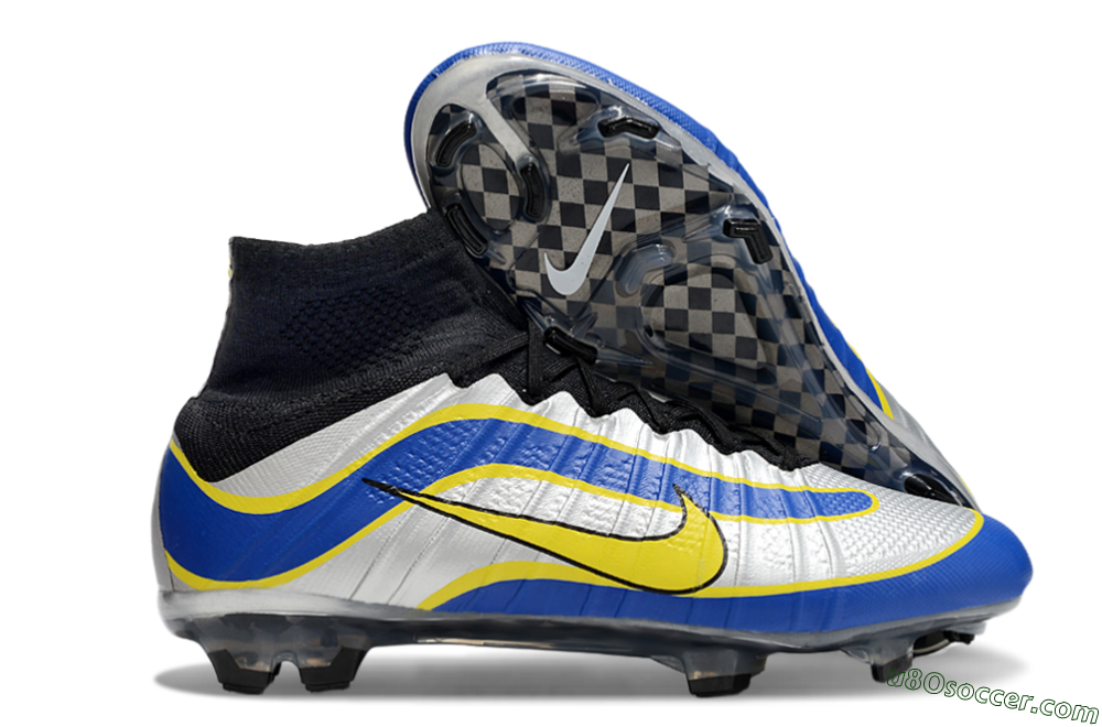 Nike Mercurial Superfly 4 Elite FG Firm Ground Soccer Cleats - Silver/Yellow/Blue 1