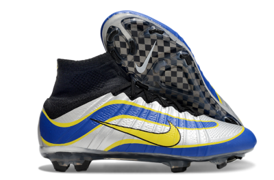 Nike Mercurial Superfly 4 Elite FG Firm Ground Soccer Cleats - Silver/Yellow/Blue