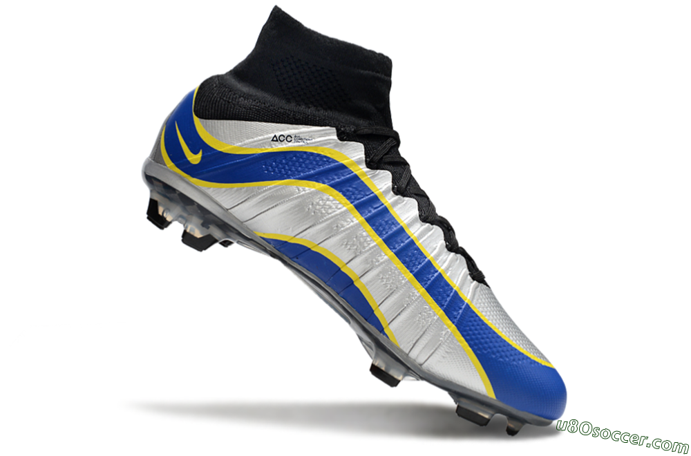 Nike Mercurial Superfly 4 Elite FG Firm Ground Soccer Cleats - Silver/Yellow/Blue 4