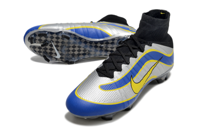 Nike Mercurial Superfly 4 Elite FG Firm Ground Soccer Cleats - Silver/Yellow/Blue