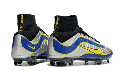 Nike Mercurial Superfly 4 Elite FG Firm Ground Soccer Cleats - Silver/Yellow/Blue