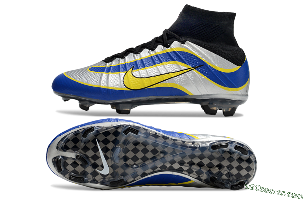 Nike Mercurial Superfly 4 Elite FG Firm Ground Soccer Cleats - Silver/Yellow/Blue 0