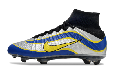 Nike Mercurial Superfly 4 Elite FG Firm Ground Soccer Cleats - Silver/Yellow/Blue
