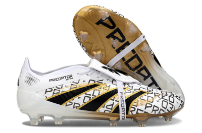 Adidas Predator 25 Elite Foldover Tongue FG Firm Ground Soccer Cleats - White/Black/Gold