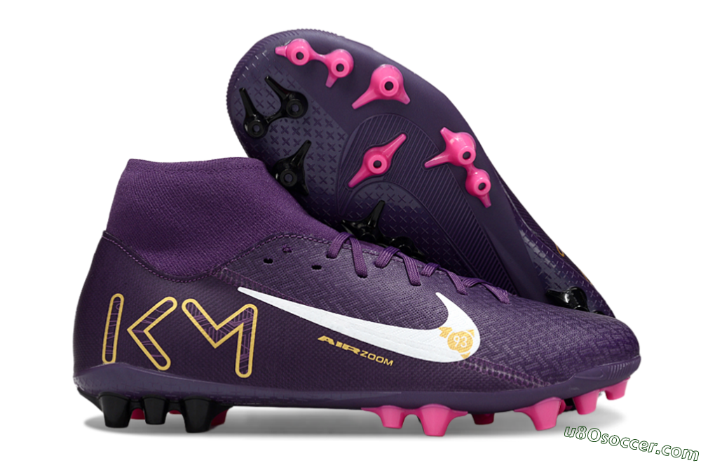 Nike Air Zoom Mercurial Superfly 10 Elite AG Artificial Grass Soccer Cleats - Purple/White/Gold 1