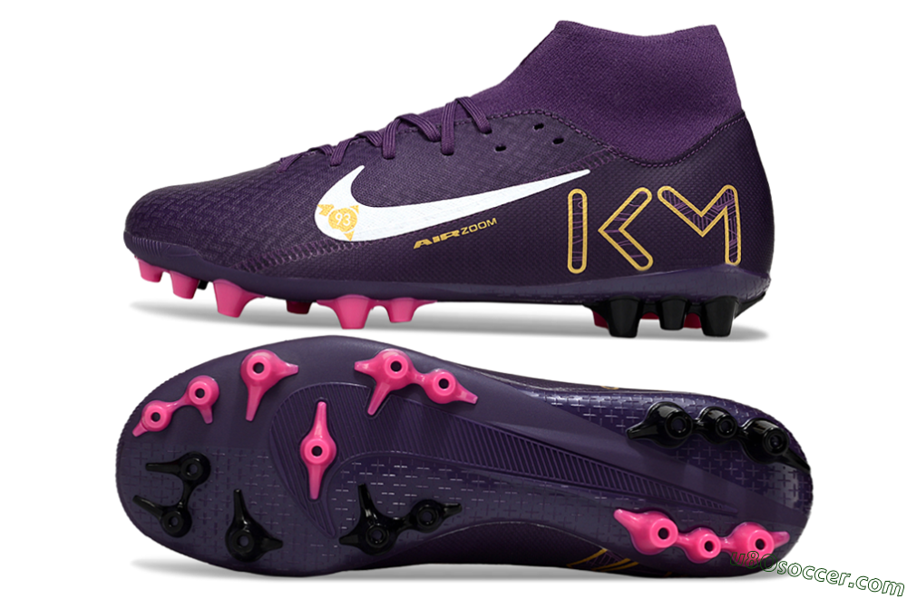 Nike Air Zoom Mercurial Superfly 10 Elite AG Artificial Grass Soccer Cleats - Purple/White/Gold 0