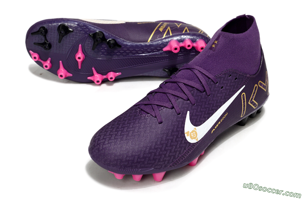 Nike Air Zoom Mercurial Superfly 10 Elite AG Artificial Grass Soccer Cleats - Purple/White/Gold 3