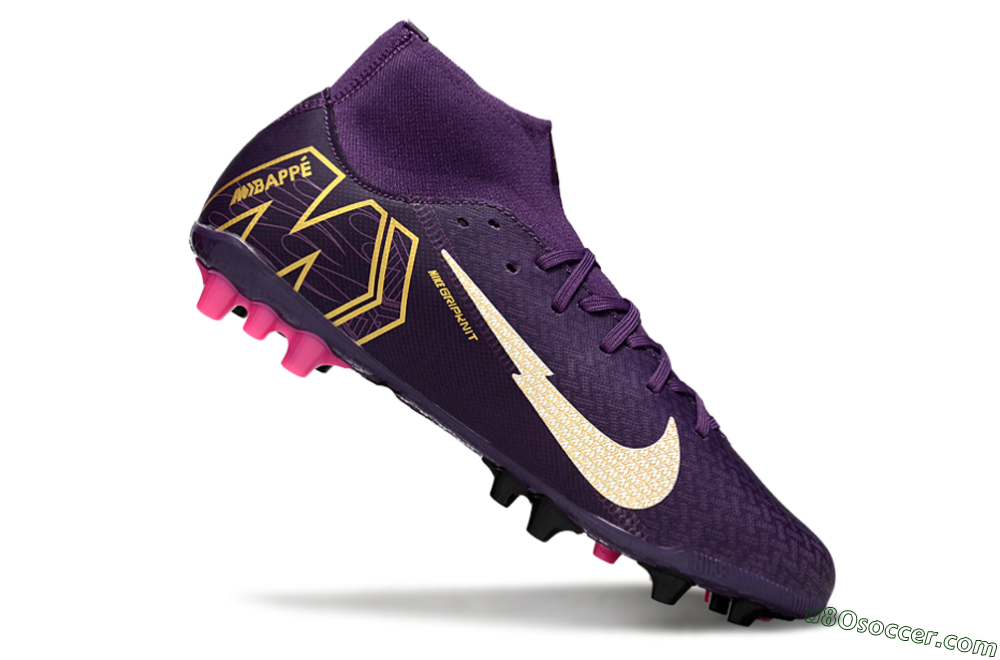 Nike Air Zoom Mercurial Superfly 10 Elite AG Artificial Grass Soccer Cleats - Purple/White/Gold 4