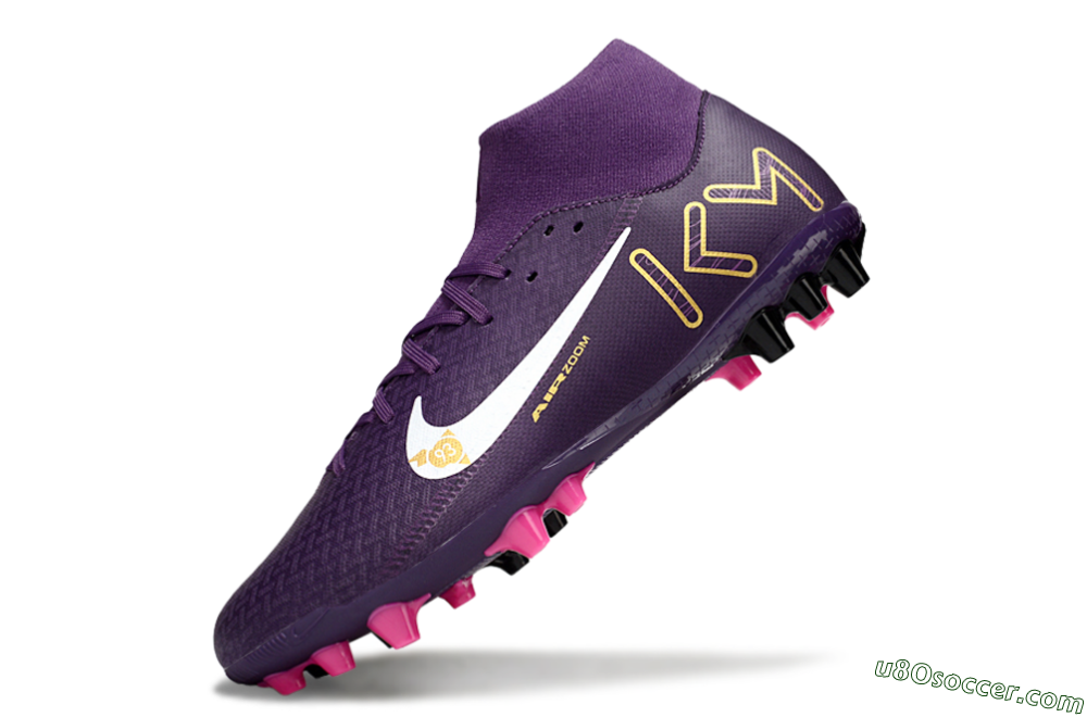 Nike Air Zoom Mercurial Superfly 10 Elite AG Artificial Grass Soccer Cleats - Purple/White/Gold 5