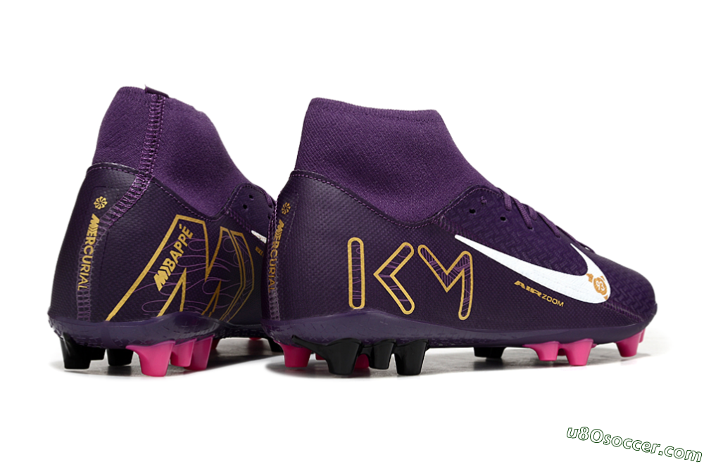 Nike Air Zoom Mercurial Superfly 10 Elite AG Artificial Grass Soccer Cleats - Purple/White/Gold 6