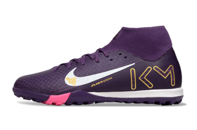Nike Air Zoom Mercurial Superfly 10 Elite TF Artificial Turf Soccer Shoes - Purple/White/Gold