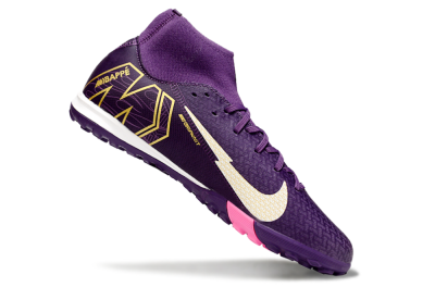 Nike Air Zoom Mercurial Superfly 10 Elite TF Artificial Turf Soccer Shoes - Purple/White/Gold