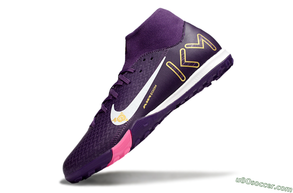 Nike Air Zoom Mercurial Superfly 10 Elite TF Artificial Turf Soccer Shoes - Purple/White/Gold 5