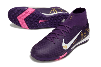 Nike Air Zoom Mercurial Superfly 10 Elite TF Artificial Turf Soccer Shoes - Purple/White/Gold