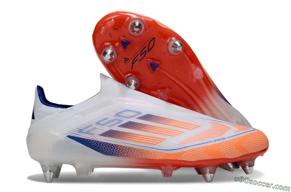 Adidas F50 Elite Laceless SG Soft Ground Soccer Cleats - White/Red/Blue 1