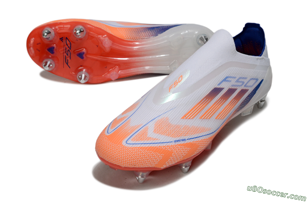 Adidas F50 Elite Laceless SG Soft Ground Soccer Cleats - White/Red/Blue 3