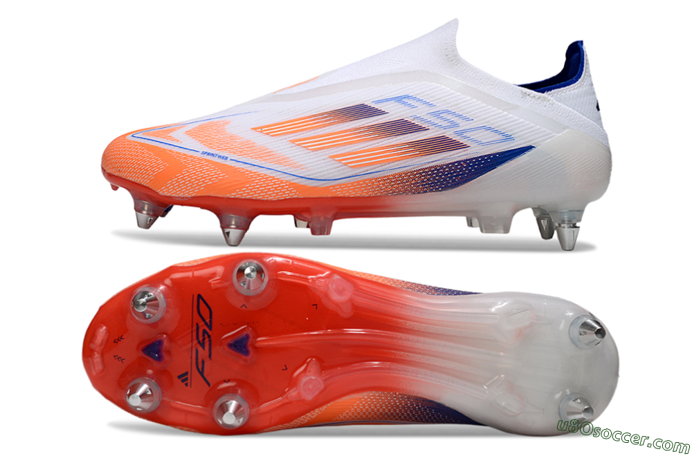 Adidas F50 Elite Laceless SG Soft Ground Soccer Cleats - White/Red/Blue 0