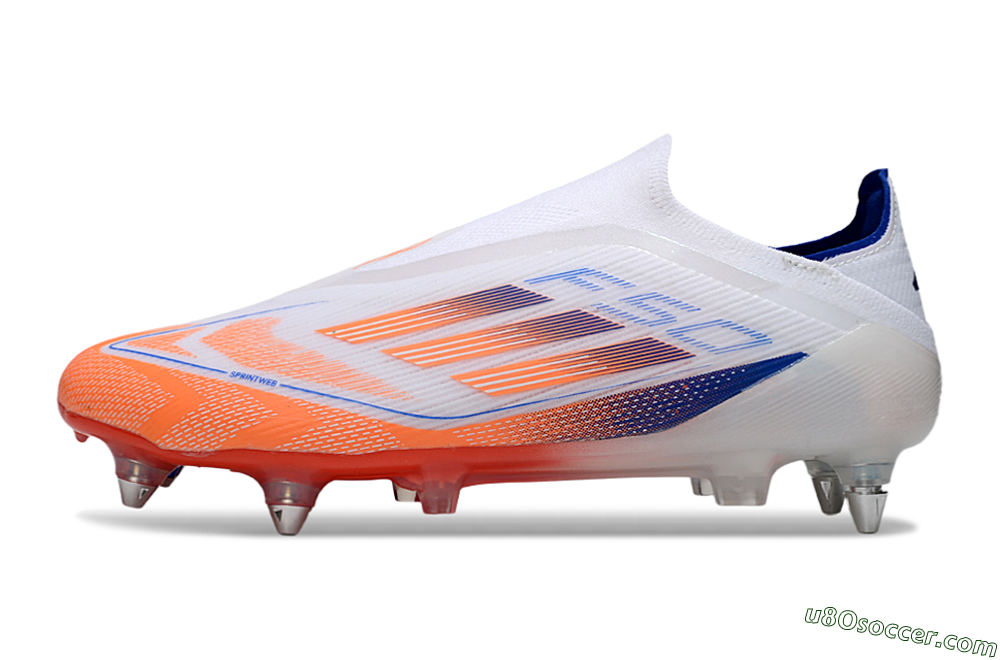 Adidas F50 Elite Laceless SG Soft Ground Soccer Cleats - White/Red/Blue 2