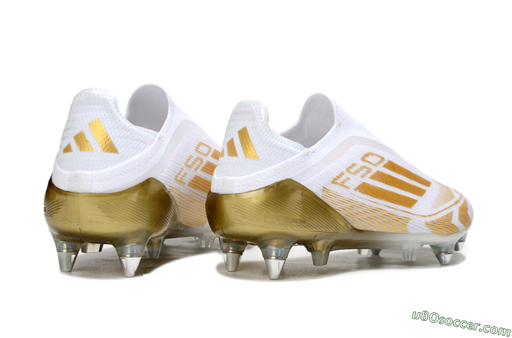 Adidas F50 Elite Laceless SG Soft Ground Soccer Cleats - White/Gold 6