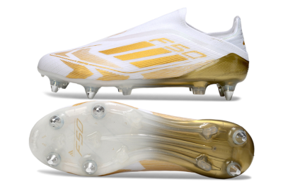Adidas F50 Elite Laceless SG Soft Ground Soccer Cleats - White/Gold