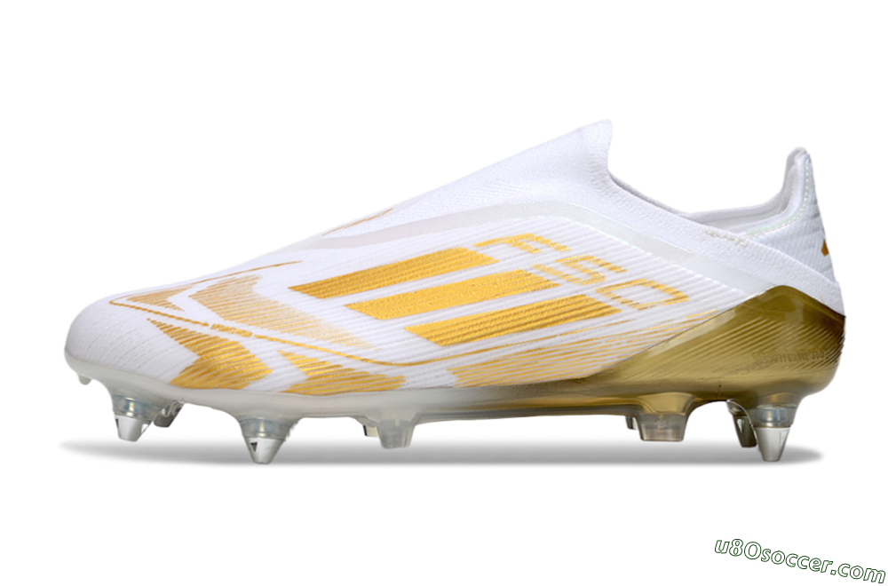 Adidas F50 Elite Laceless SG Soft Ground Soccer Cleats - White/Gold 2