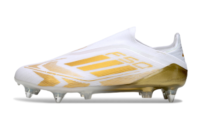 Adidas F50 Elite Laceless SG Soft Ground Soccer Cleats - White/Gold