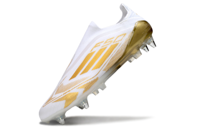 Adidas F50 Elite Laceless SG Soft Ground Soccer Cleats - White/Gold