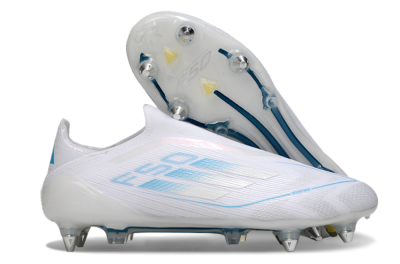 Adidas F50 Elite Laceless SG Soft Ground Soccer Cleats - White/Blue