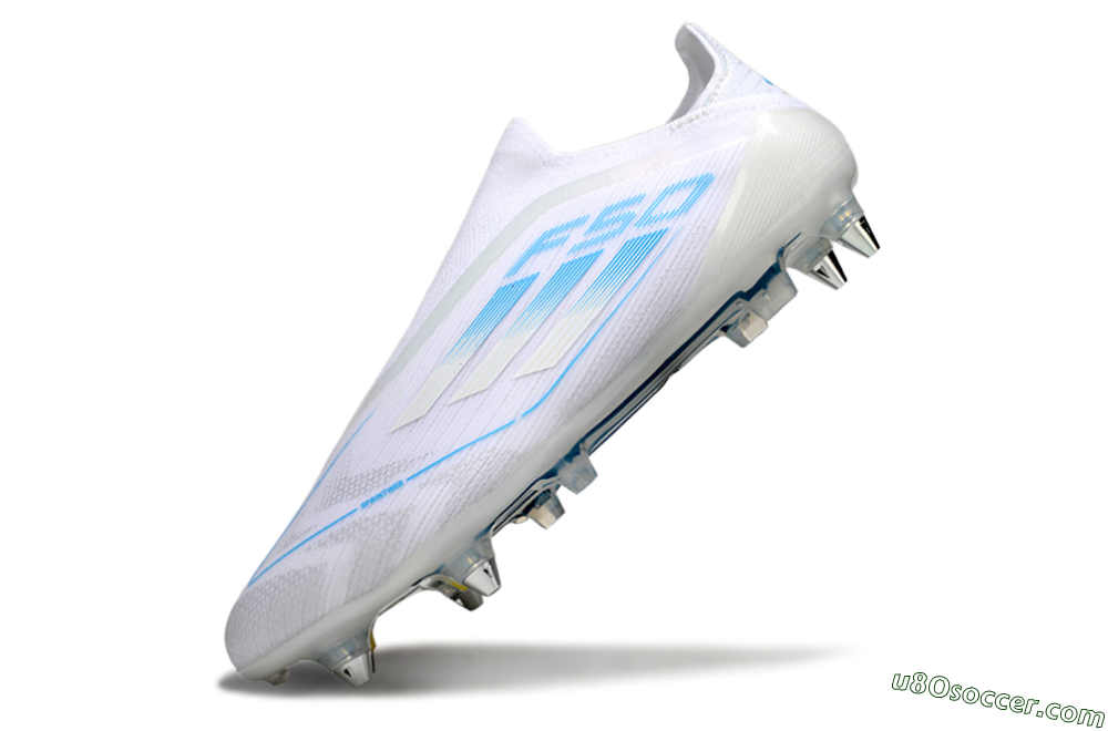 Adidas F50 Elite Laceless SG Soft Ground Soccer Cleats - White/Blue 5