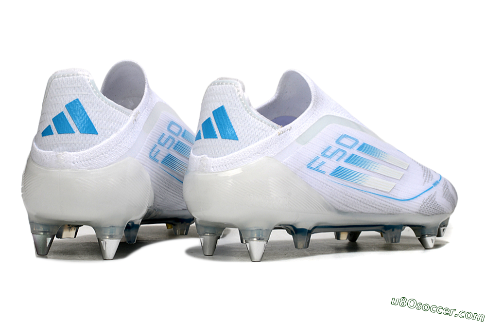 Adidas F50 Elite Laceless SG Soft Ground Soccer Cleats - White/Blue 6