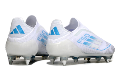Adidas F50 Elite Laceless SG Soft Ground Soccer Cleats - White/Blue
