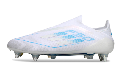 Adidas F50 Elite Laceless SG Soft Ground Soccer Cleats - White/Blue