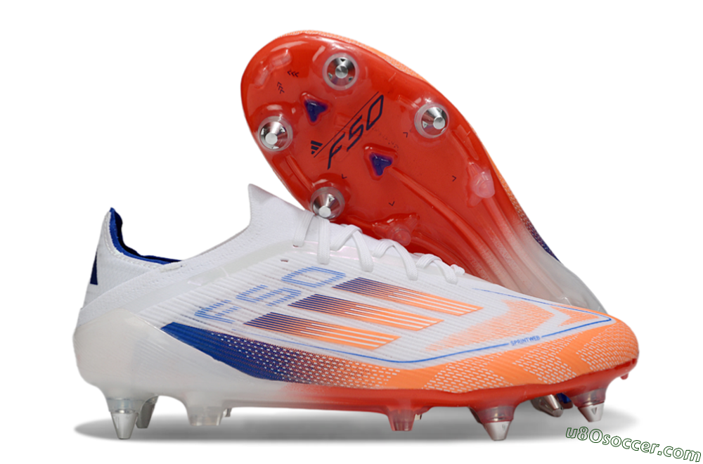 Adidas F50 Elite SG Soft Ground Soccer Cleats - White/Red/Blue 1