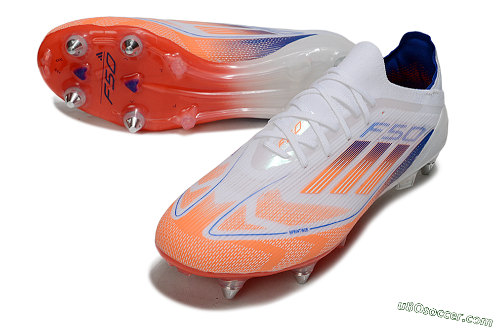 Adidas F50 Elite SG Soft Ground Soccer Cleats - White/Red/Blue 3