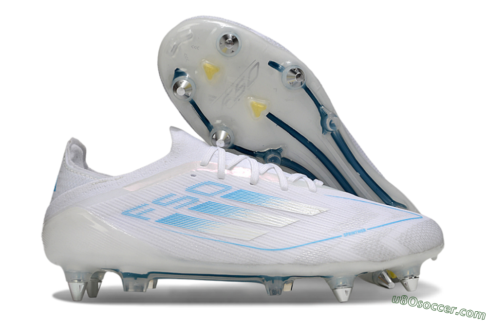 Adidas F50 Elite SG Soft Ground Soccer Cleats - White/Blue 1