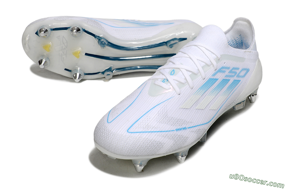 Adidas F50 Elite SG Soft Ground Soccer Cleats - White/Blue 3