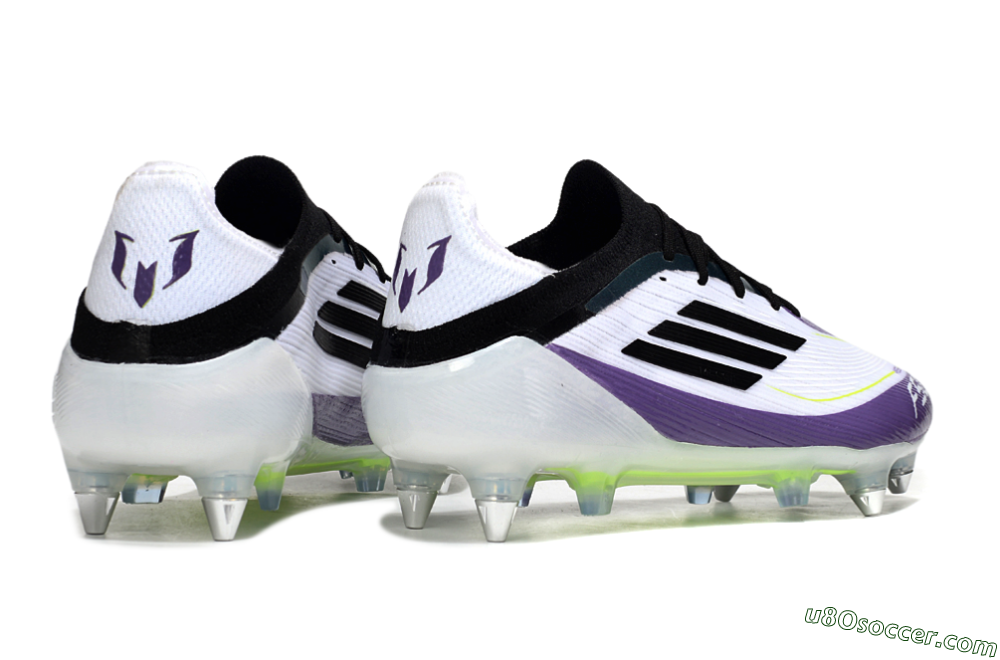 Messi x Adidas F50 Elite SG Soft Ground Soccer Cleats - White/Purple/Black 5